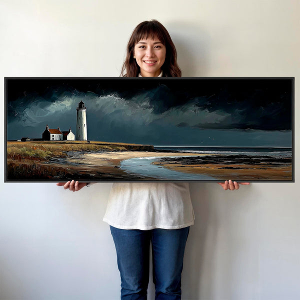 Framed Scottish Wall Art - Lighthouse - Lone Coastal Beacon