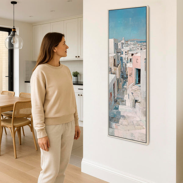 Tall Hallway Framed Wall Art Canvas Print Narrow Mykynos Path