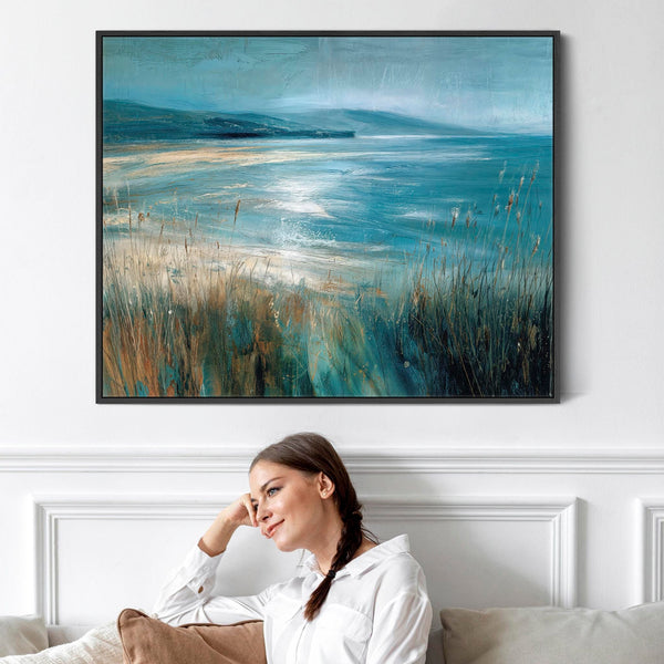 Extra Large Scottish Beach Framed Canvas Picture - Celtic Wind