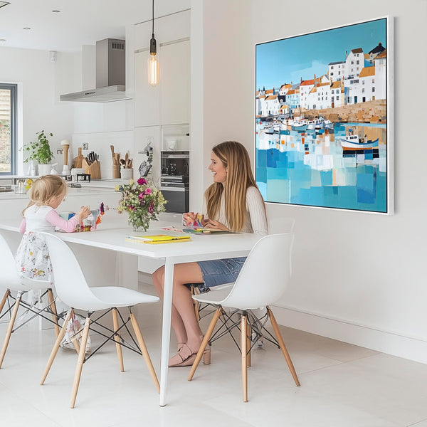 Cornish Seaside Wall Art Print - Framed Square - Coastal Memories