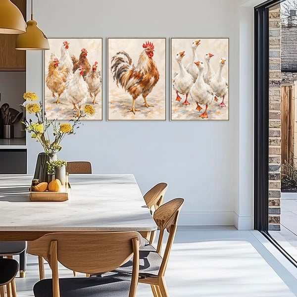 Set of 3 Framed Kitchen Wall Art Canvases - The Committee
