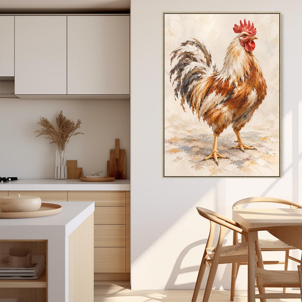 The Gaffer - Farmyard Cockerel - Framed Kitchen Wall Art Canvas