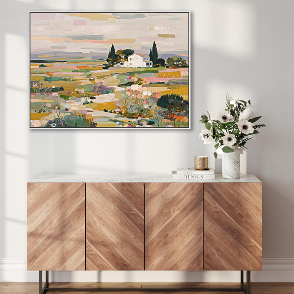 Tuscan Horizon Colourful Framed Artwork on Canvas