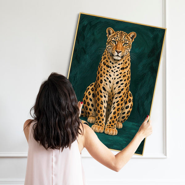 Vega - Gold & Teal Green Leopard - Maximalist Framed Wall Art