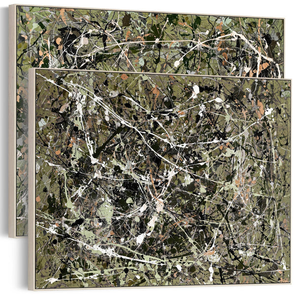 Extra Large Framed Abstract Canvas Pair - Sage Green Set of 2