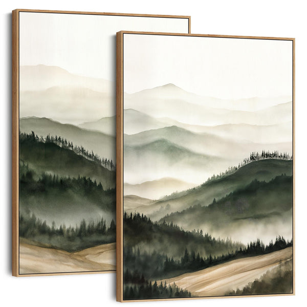 Extra Large Framed Wall Art Pair Canvases Set of 2 - Casentino