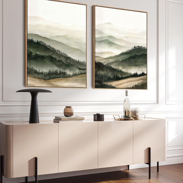 Extra Large Framed Wall Art Pair Canvases Set of 2 - Casentino