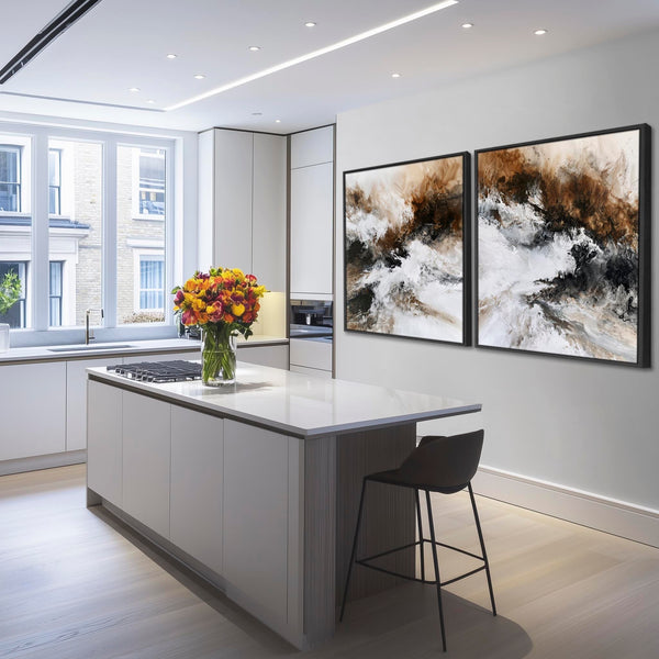 Extra Large Framed Abstract Wall Art - Sienna Rising - Set of 2