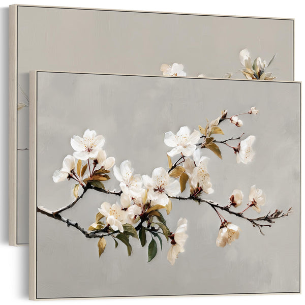 Extra Large Neutral Cream Scandi Framed Pair Canvas Art set 2