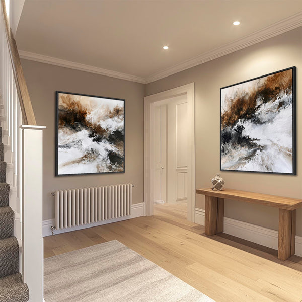 Extra Large Framed Abstract Wall Art - Sienna Rising - Set of 2