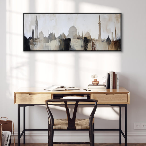 Wide Abstract Islamic Skyline - Framed Long Canvas Wall Art