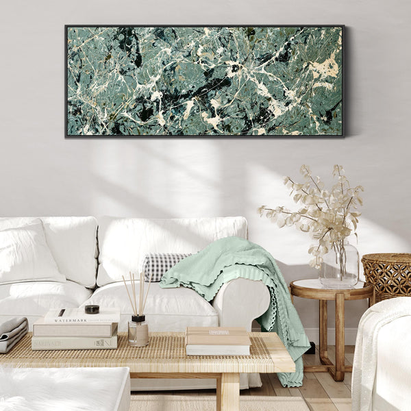 Wide Framed Canvas Art - Abstract Long Jackson Pollock Style