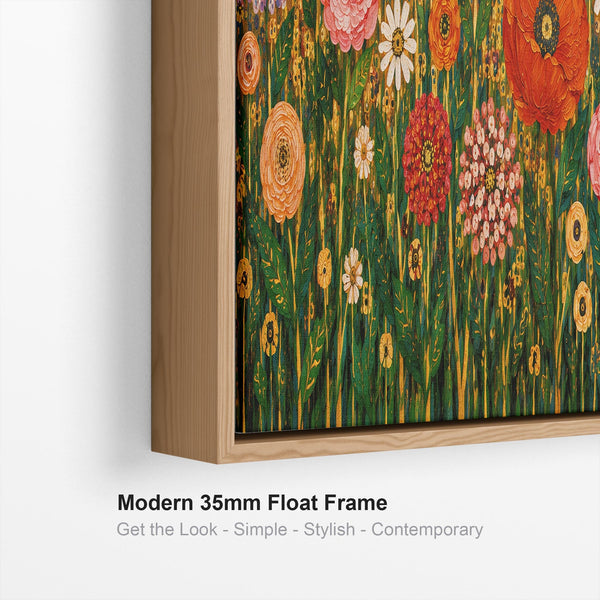 Wide Colourful Floral Gustav Klimt inspired Horizontal Canvas