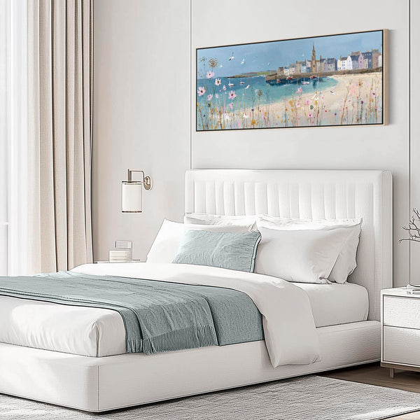 Blue Coastal Wall Art Panoramic - Cornish Harbour