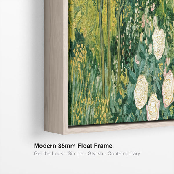 Wide Vincent Van Gogh inspired Framed Landscape Canvas in Green