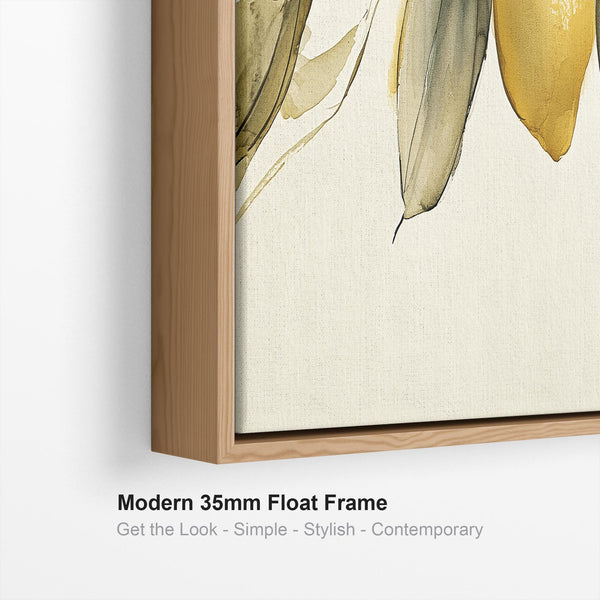 Framed Kitchen Wall Art Print Canvas Fresh Lemons