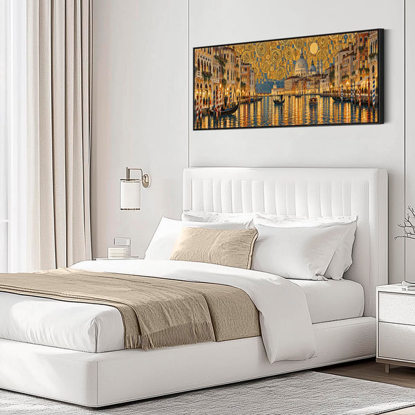 Wide Gustav Klimt inspired Long Wall Art Golden Venice Panorama