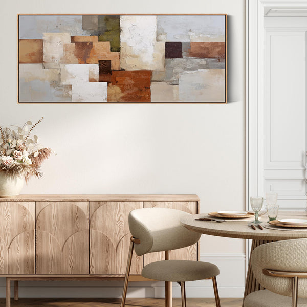 Rust Orange Grey Stone Wide Canvas Artwork Framed Horizontal Earth