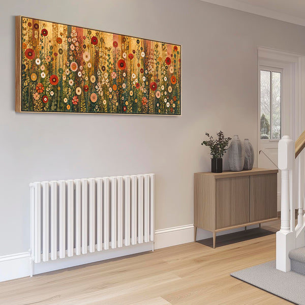 Wide Abstract Floral Gustav Klimt inspired Framed Long Canvas