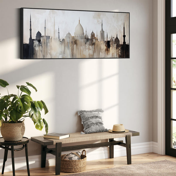Wide Islamic Mosque Skyline Canvas Framed - Minaret Panoramic