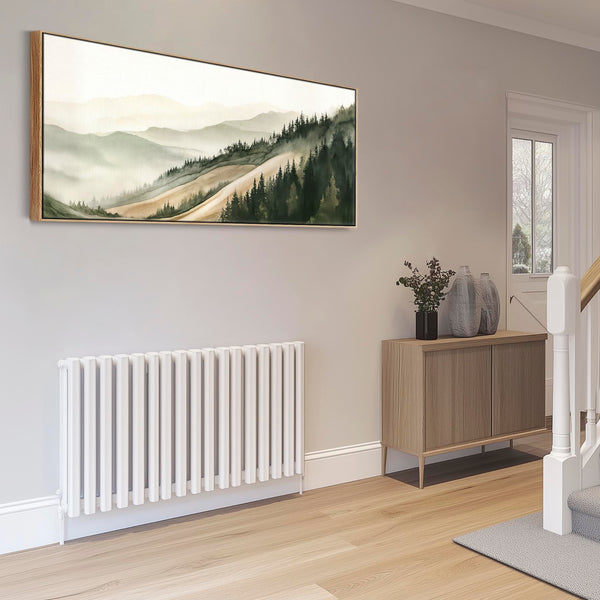Wide Framed Long Canvas Art Print Tuscan Panorama - Sage Green