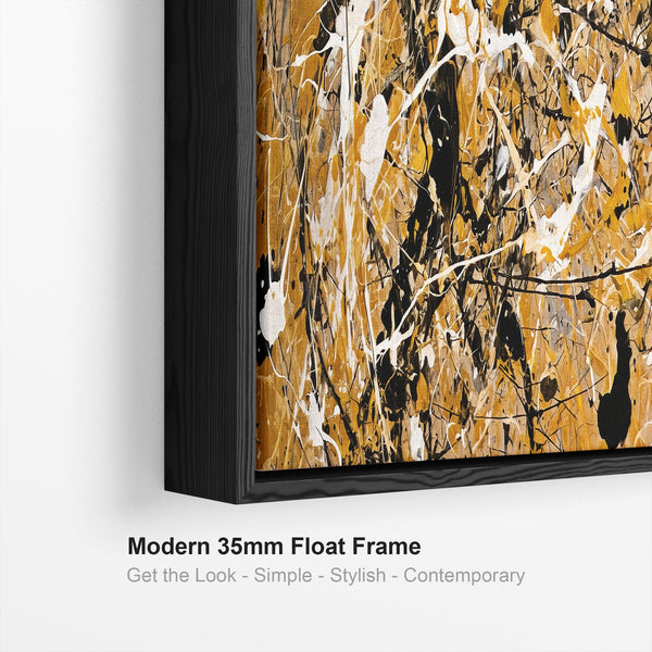 Wide Jackson Pollock Drip Style - Panoramic Framed Canvas Art