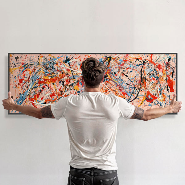 Wide Long Colourful Pink Framed Canvas Picture - Kinetic Art