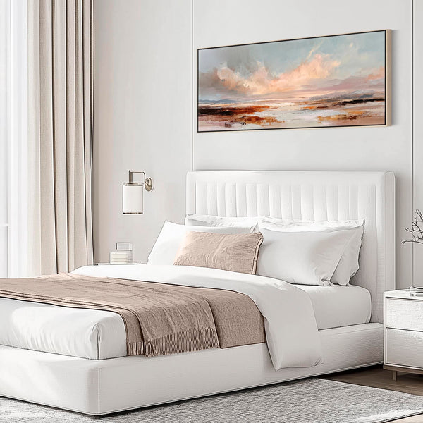 Wide Framed Panoramic Wall Art Narrow Horizon Glow