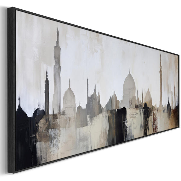 Wide Abstract Islamic Skyline - Framed Long Canvas Wall Art