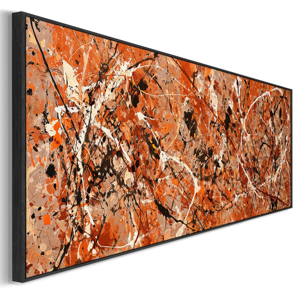 Wide Abstract Panoramic Wall Art Framed Jackson Pollock Style