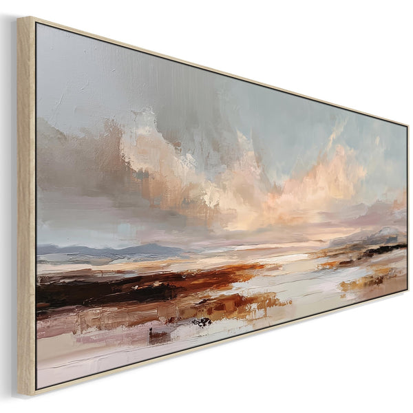 Wide Framed Panoramic Wall Art Narrow Horizon Glow