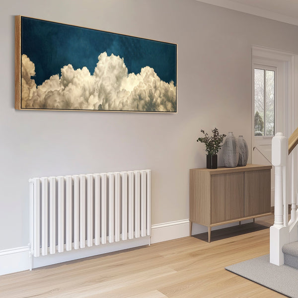 Blue White Abstract Artwork on Canvas Wide Horizontal - Cloud Dreams