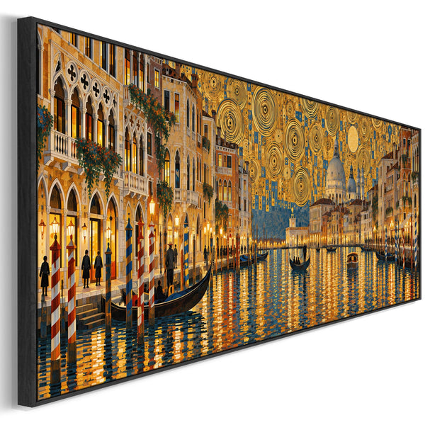 Wide Gustav Klimt inspired Long Wall Art Golden Venice Panorama