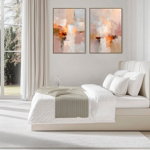 Blush Pink Abstract Framed Artwork - Neutral Horizons