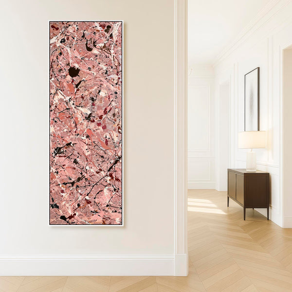 Tall Pink Vertical Wall Art - Framed Upright Blush Abstract