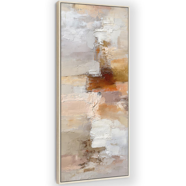 Blush Pink Neutral Tall Framed Upright Canvas Harmony Fades