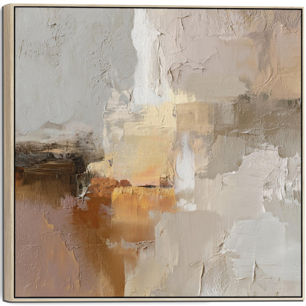 Blush Pink Neutral Framed Artwork on Canvas Harmony Wish