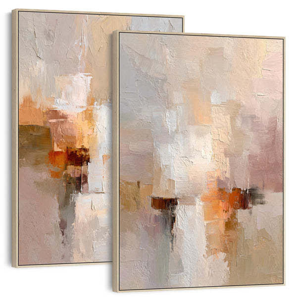 Blush Pink Abstract Framed Artwork - Neutral Horizons
