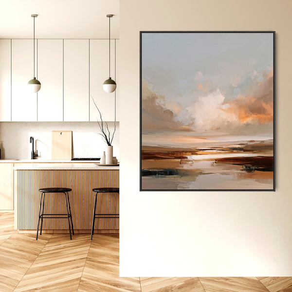 Abstract Landscape - Umber Rust Sunrise Framed Wall Art Print