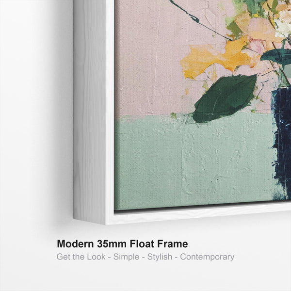 Floral Abstract - Pink Green Contemporary Framed Wall Art Print