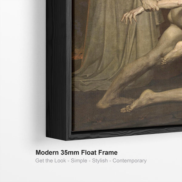 William Bouguereau Framed Art Print Canvas Dante and Virgil in Hell - Famous Painting