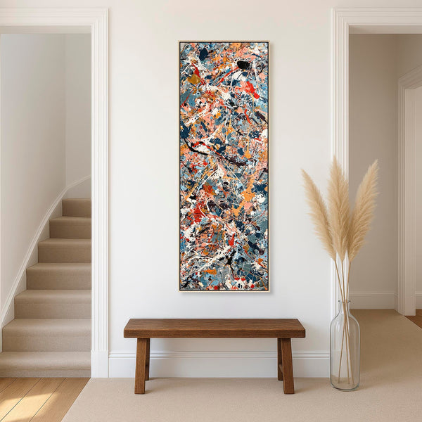 Tall Upright Jackson Pollock Inspired Framed Canvas - Frenzy