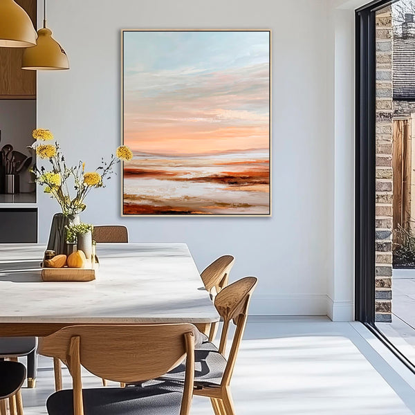 Orange Grey - Rust Horizons 1 - Framed Abstract Landscape Wall Art Canvas