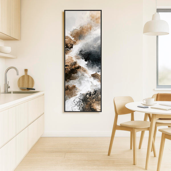 Tall Narrow Framed Wall Art - Reckoning - Brown Abstract Artwork