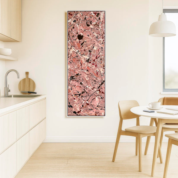 Tall Pink Vertical Wall Art - Framed Upright Blush Abstract