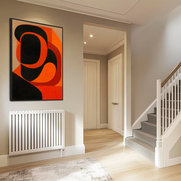 Mid Century Modern - Rusty Illusion Orange Wall Art Canvas Framed