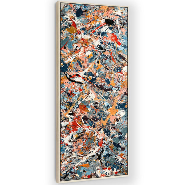 Tall Upright Jackson Pollock Inspired Framed Canvas - Frenzy