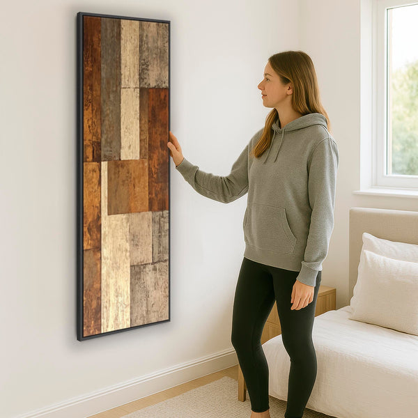 Upright Brown Beige Vertical Artwork Canvas Narrow Earth