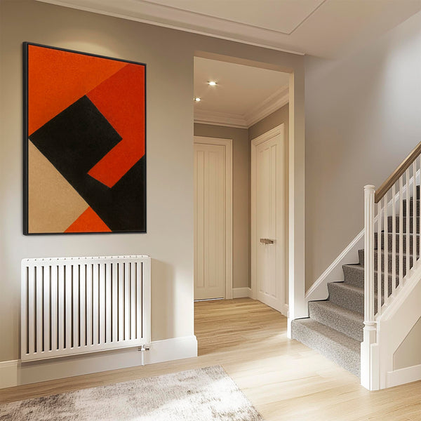 Orange Black Wall Art Canvas Framed - Rusted Geometry