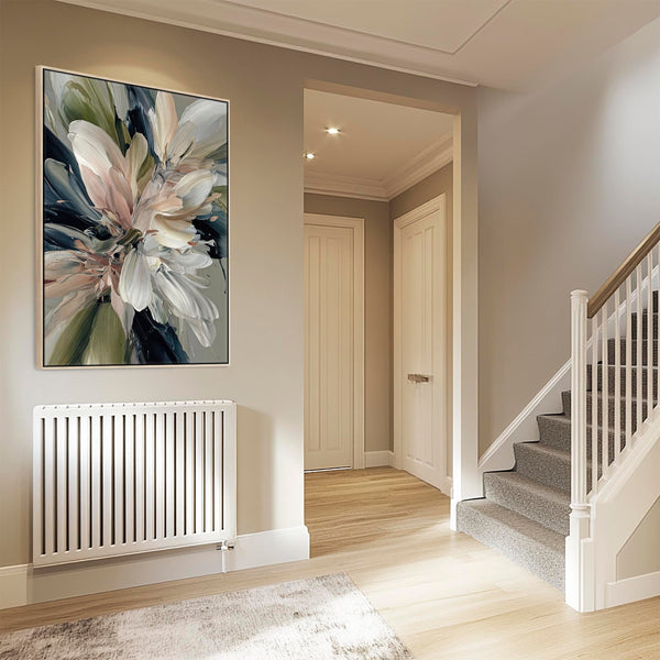 Sage Green Pink Floral Canvas Art Picture Framed - Opulence